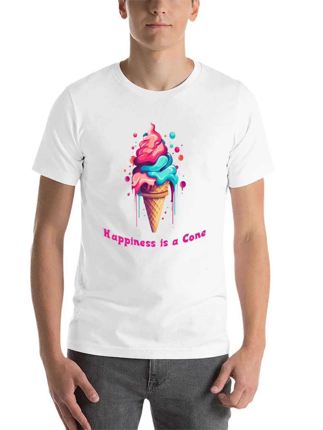 Happiness Is A Ice Cream Cone Unisex Casual T-Shirt – Clean Design For Daily Comfort