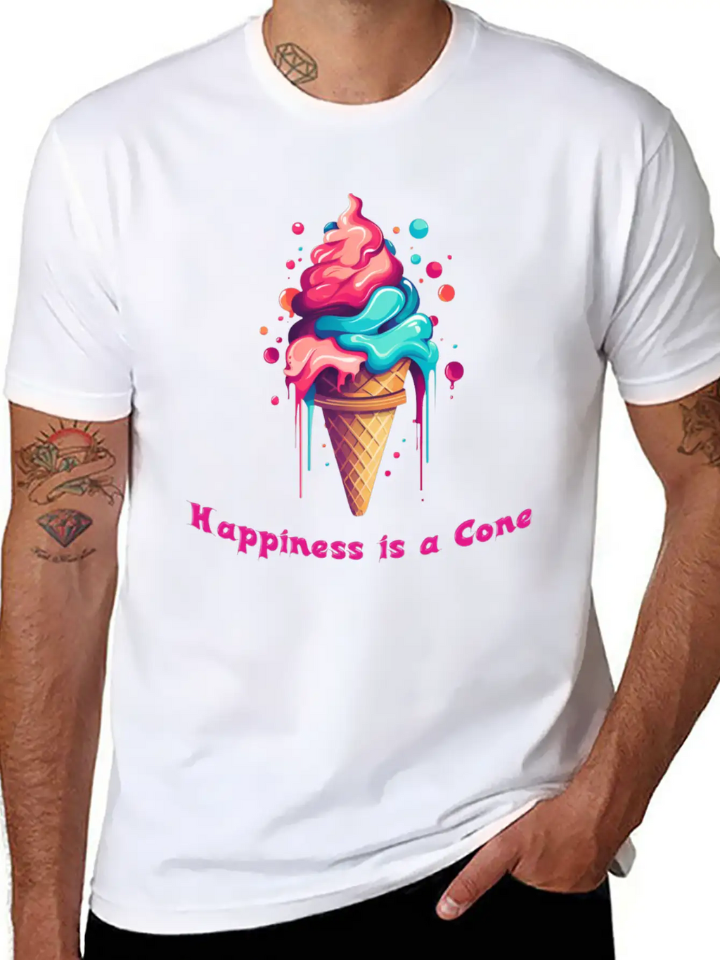 Happiness Is A Ice Cream Cone Unisex Casual T-Shirt – Clean Design For Daily Comfort