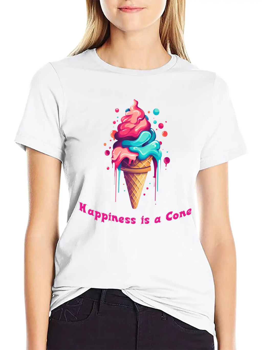Happiness Is A Ice Cream Cone Unisex Casual T-Shirt – Clean Design For Daily Comfort
