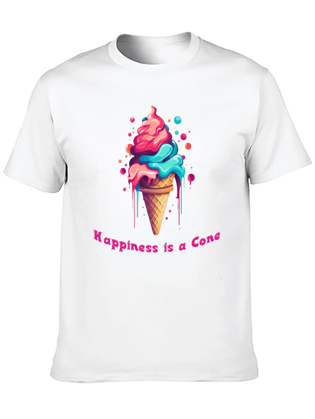 Happiness Is A Ice Cream Cone Unisex Casual T-Shirt – Clean Design For Daily Comfort