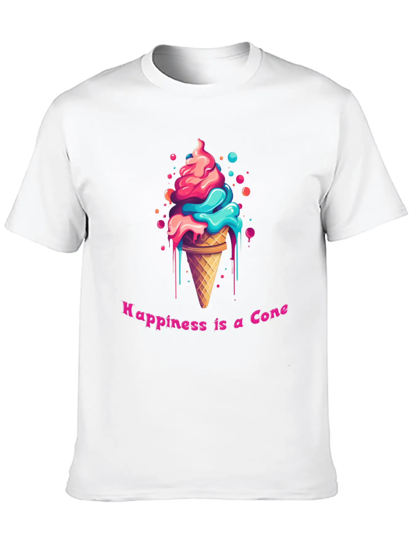 Happiness Is A Ice Cream Cone Unisex Casual T-Shirt – Clean Design For Daily Comfort