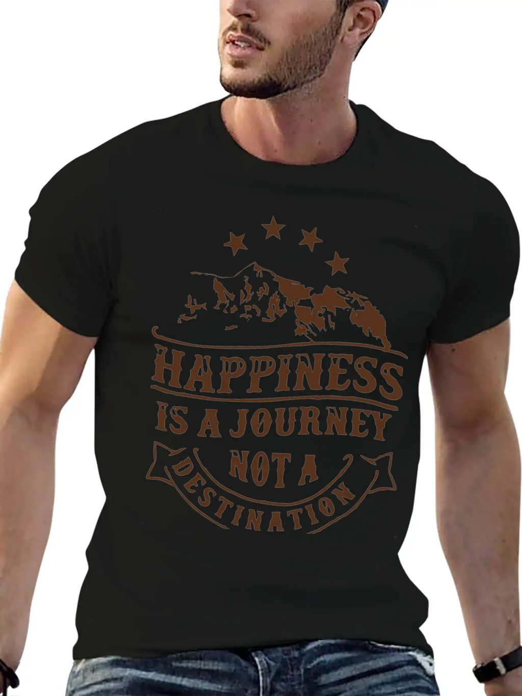 Happiness Is A Journey Breathable Soft Cotton T-Shirt – Timeless Casual Look