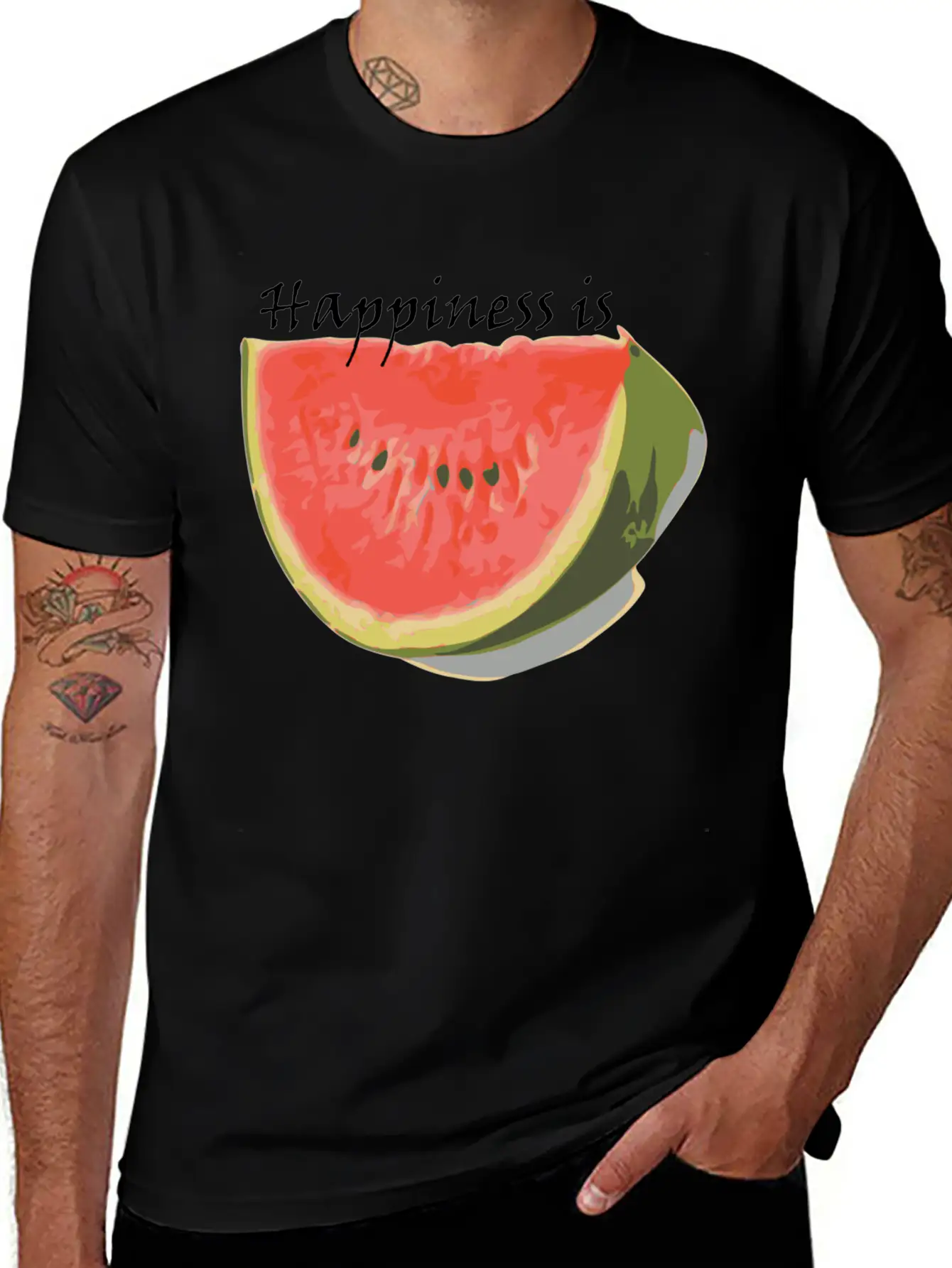 Happiness Is Watermelon Unisex Casual T-Shirt – Clean Design For Daily Comfort
