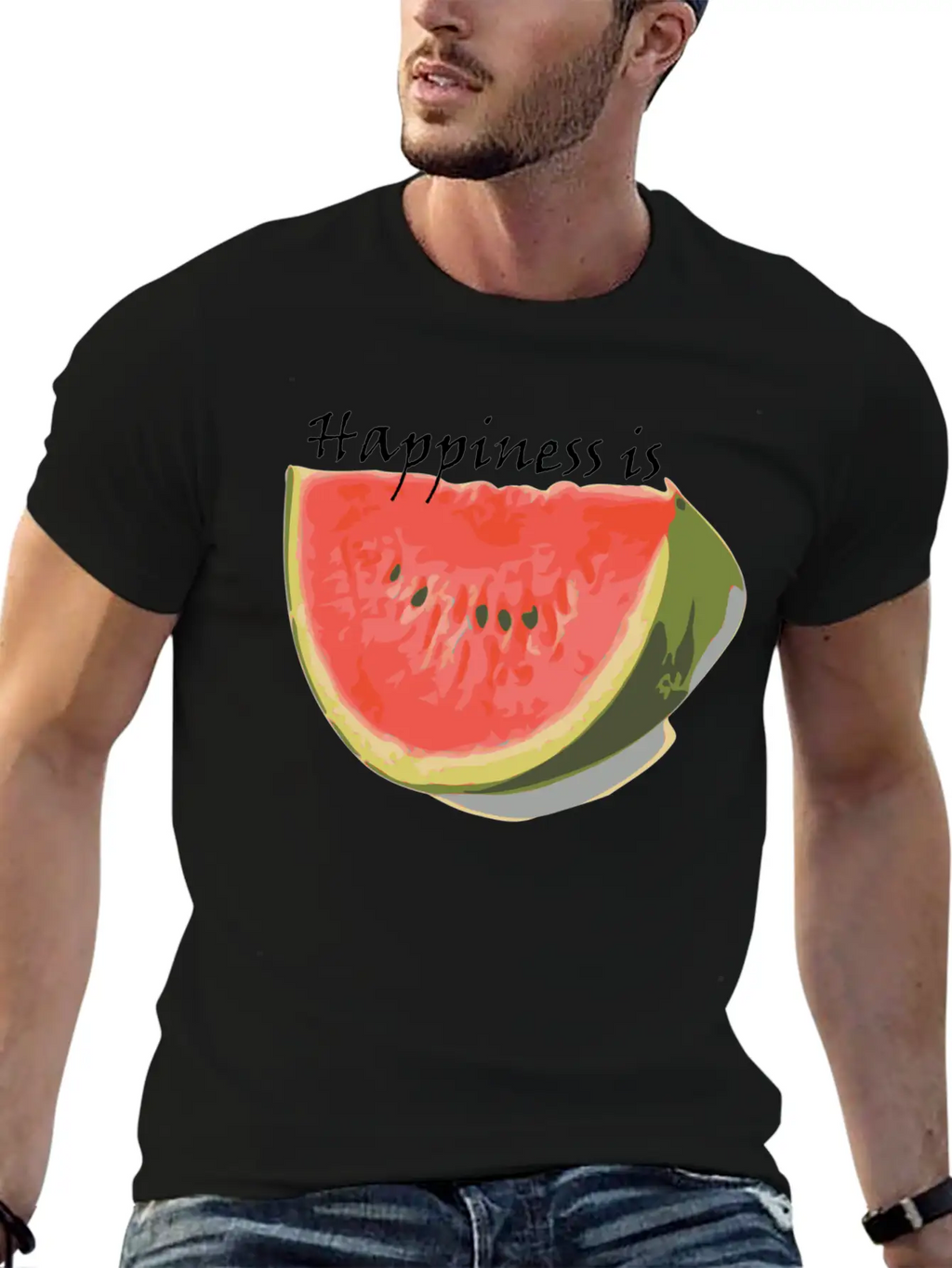 Happiness Is Watermelon Unisex Casual T-Shirt – Clean Design For Daily Comfort