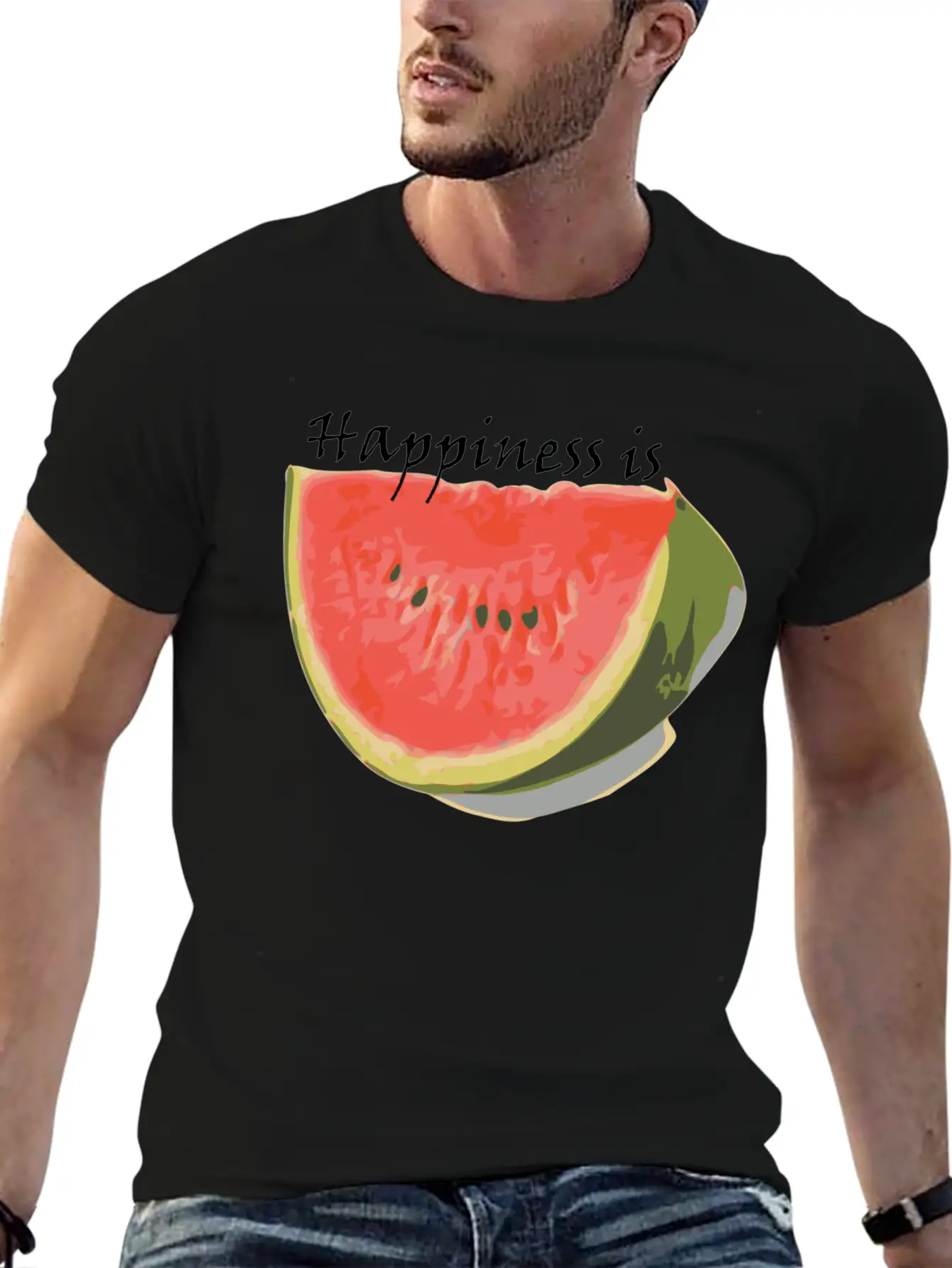 Happiness Is Watermelon Unisex Casual T-Shirt – Clean Design For Daily Comfort