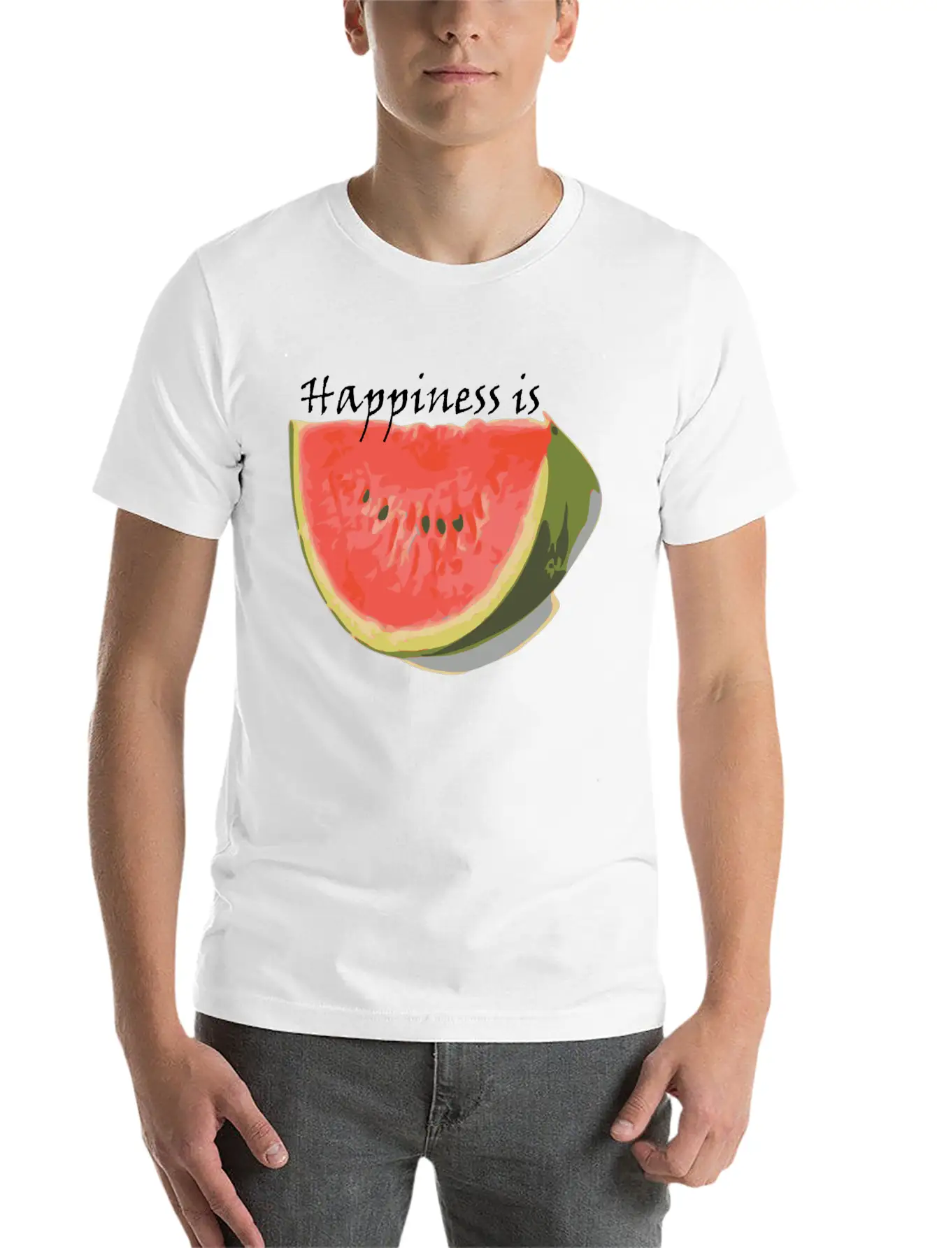 Happiness Is Watermelon Unisex Casual T-Shirt – Clean Design For Daily Comfort