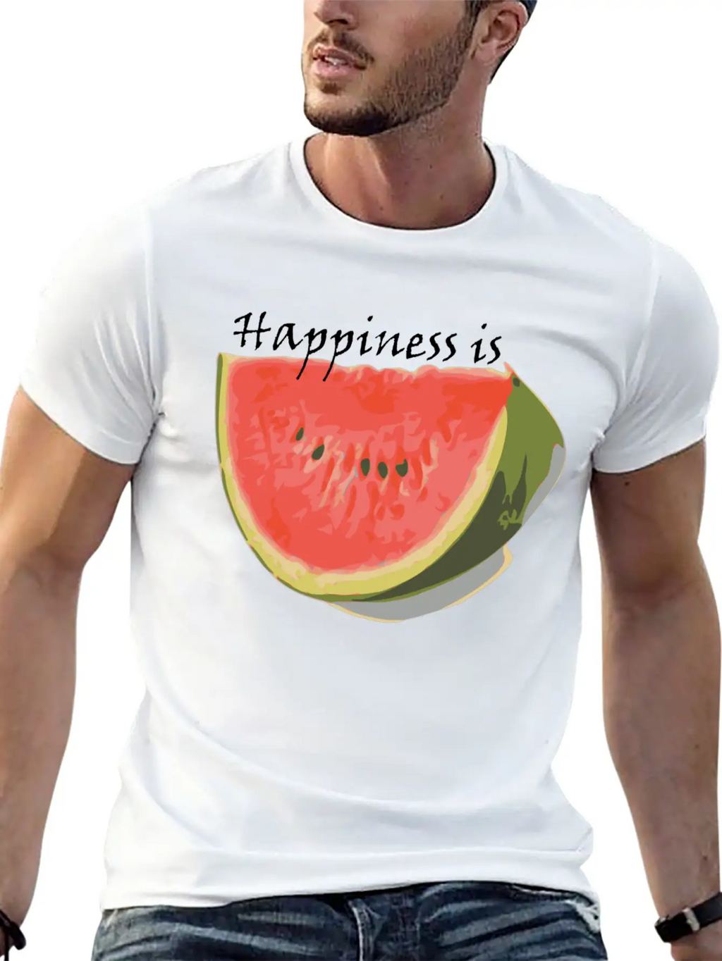 Happiness Is Watermelon Unisex Casual T-Shirt – Clean Design For Daily Comfort