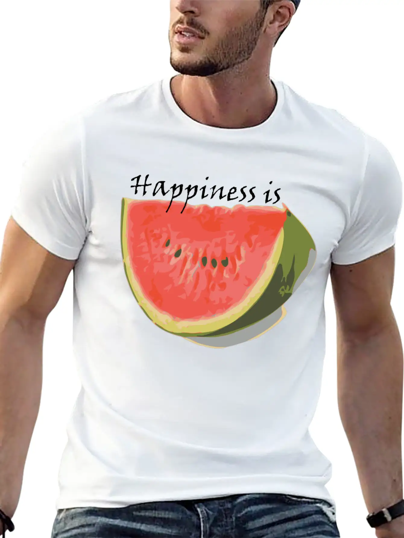 Happiness Is Watermelon Unisex Casual T-Shirt – Clean Design For Daily Comfort