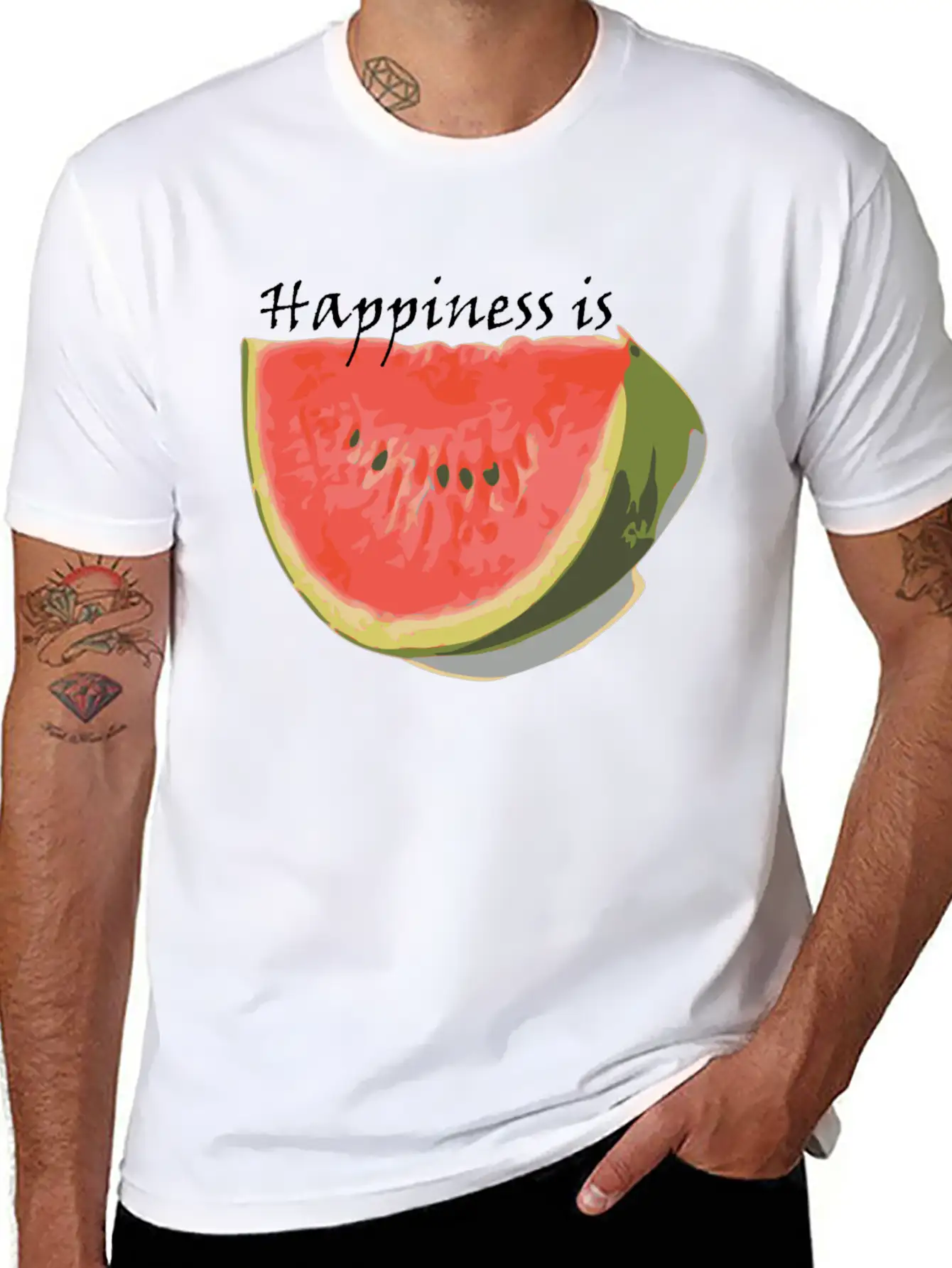 Happiness Is Watermelon Unisex Casual T-Shirt – Clean Design For Daily Comfort