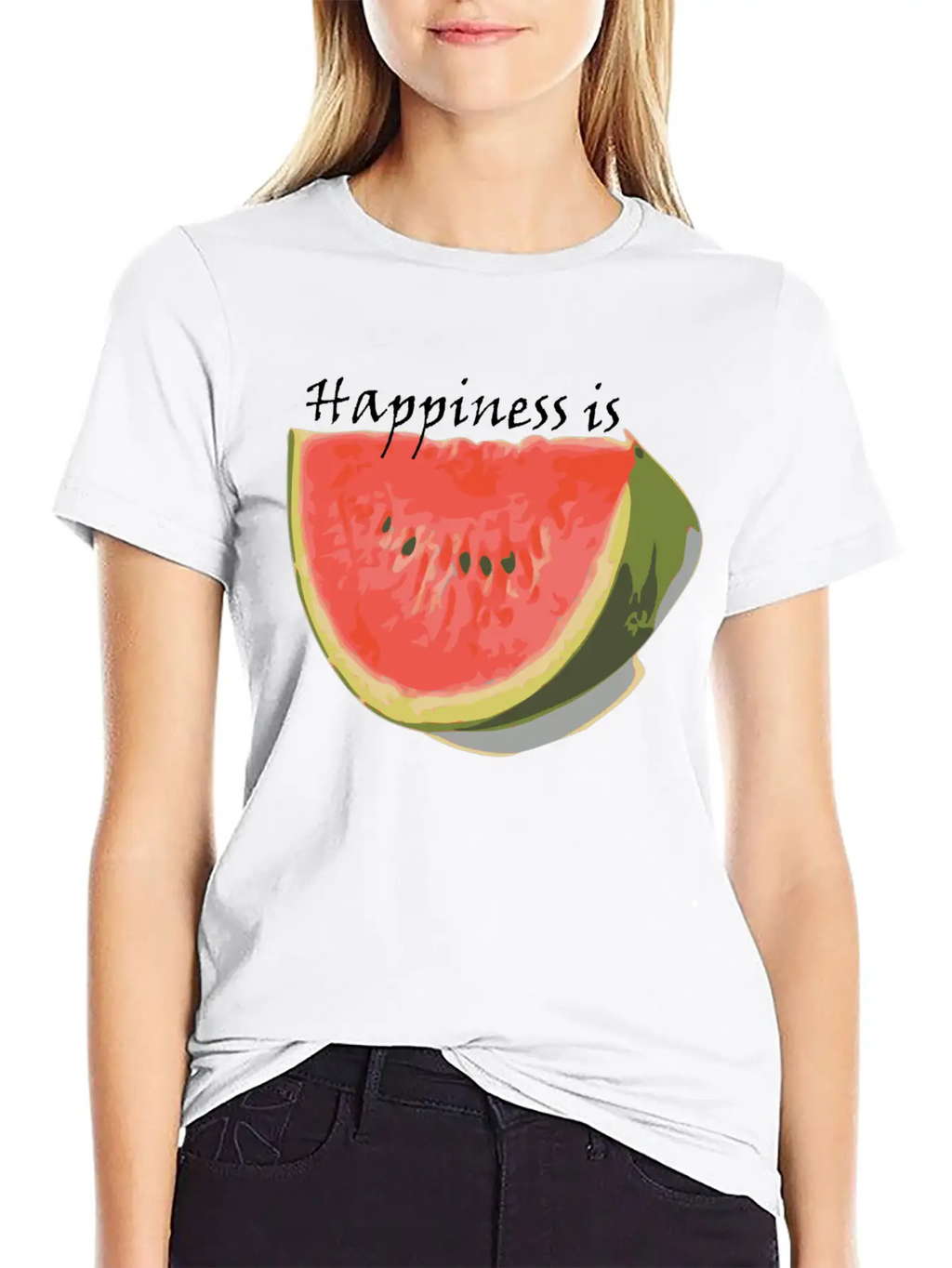 Happiness Is Watermelon Unisex Casual T-Shirt – Clean Design For Daily Comfort