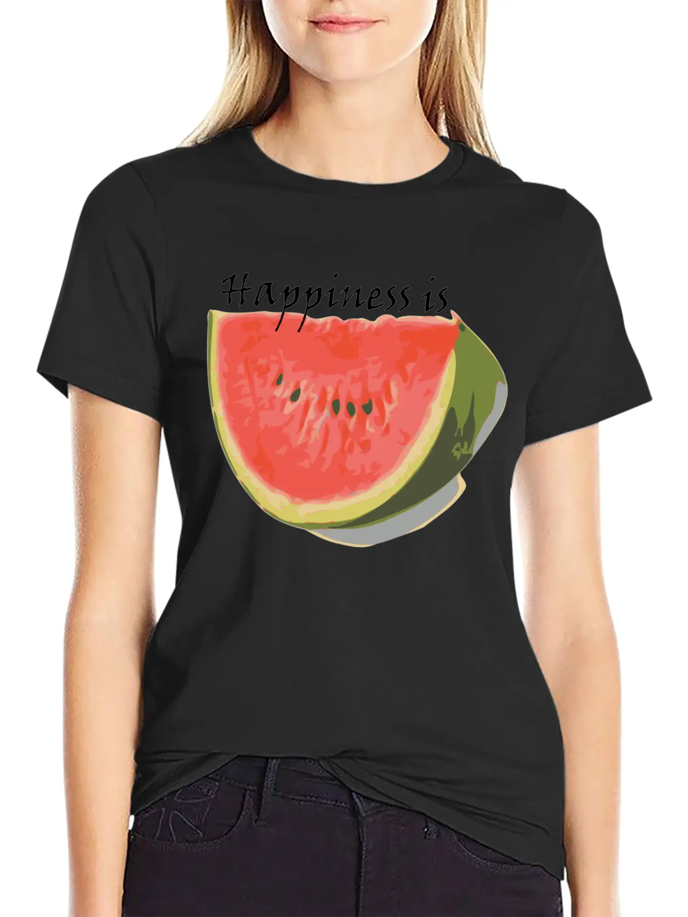 Happiness Is Watermelon Unisex Casual T-Shirt – Clean Design For Daily Comfort