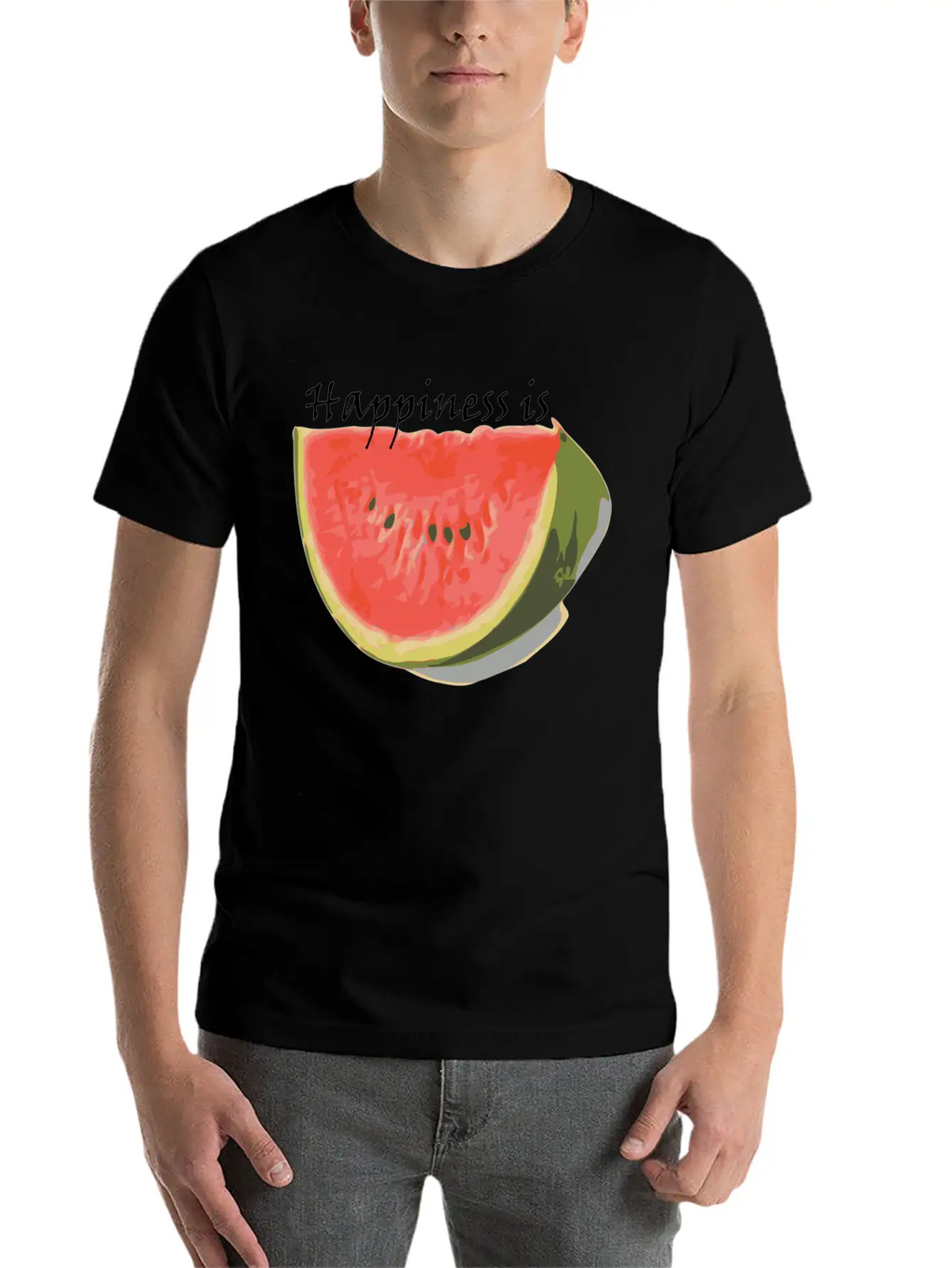 Happiness Is Watermelon Unisex Casual T-Shirt – Clean Design For Daily Comfort