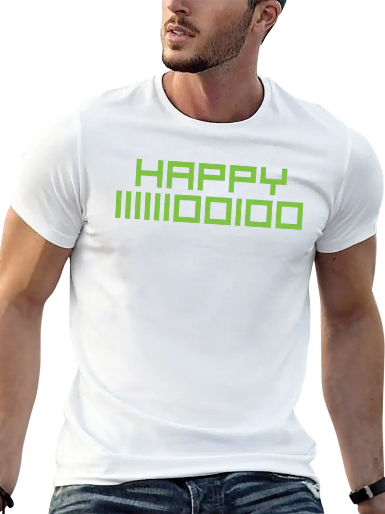 Happy 2020 Binary Code Geeky New Year's Eve Party Unisex Short Sleeve Soft Cotton T-Shirt – Casual Everyday Wear