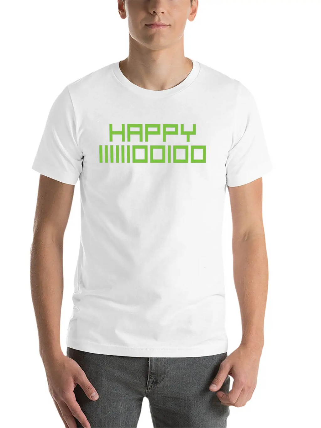 Happy 2020 Binary Code Geeky New Year's Eve Party Unisex Short Sleeve Soft Cotton T-Shirt – Casual Everyday Wear