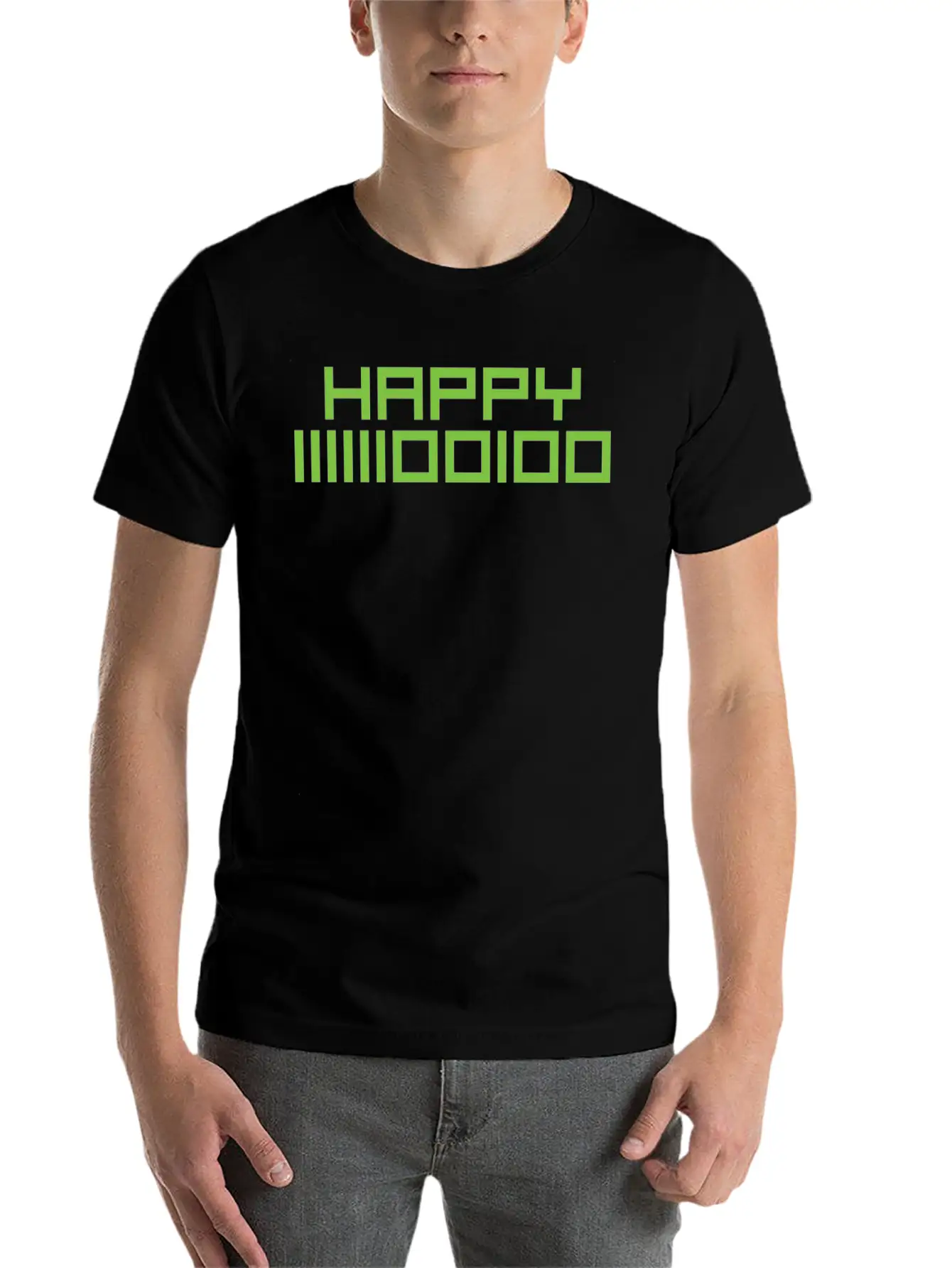 Happy 2020 Binary Code Geeky New Year's Eve Party Unisex Short Sleeve Soft Cotton T-Shirt – Casual Everyday Wear