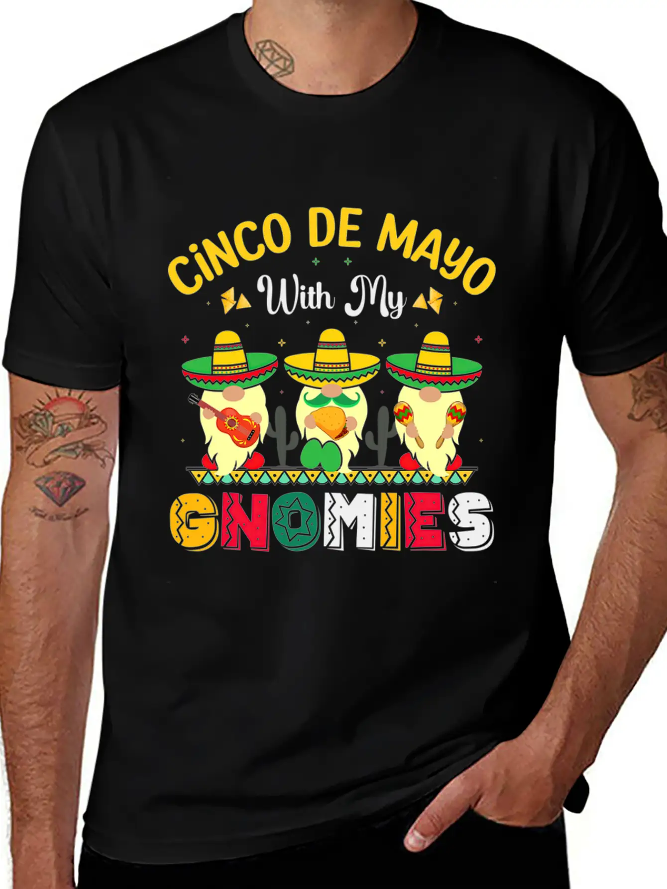 Happy Cinco De Mayo With My Gnomie Mexican Fiesta Unisex Casual T-Shirt – Clean Design For Daily Comfort