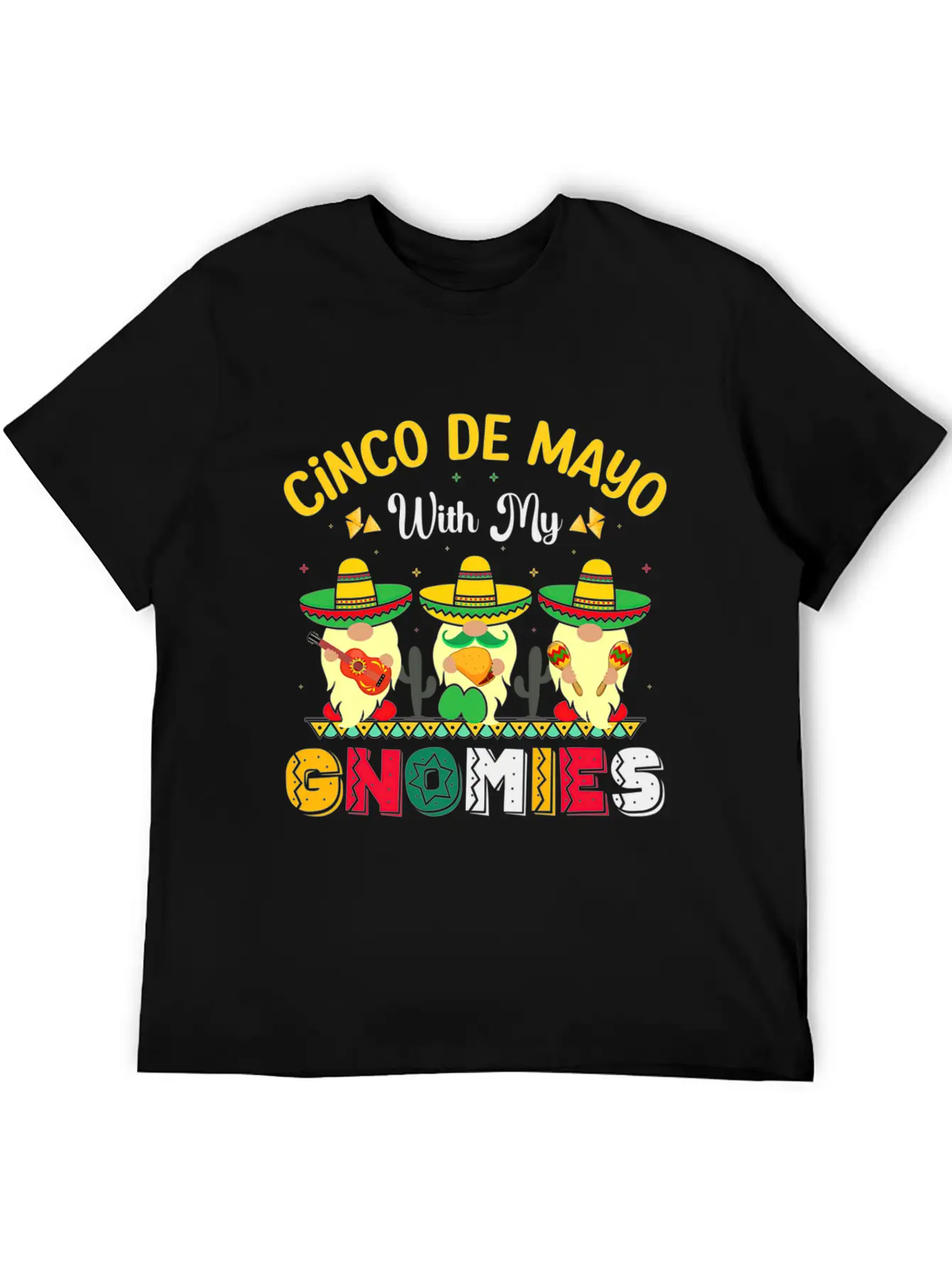 Happy Cinco De Mayo With My Gnomie Mexican Fiesta Unisex Casual T-Shirt – Clean Design For Daily Comfort