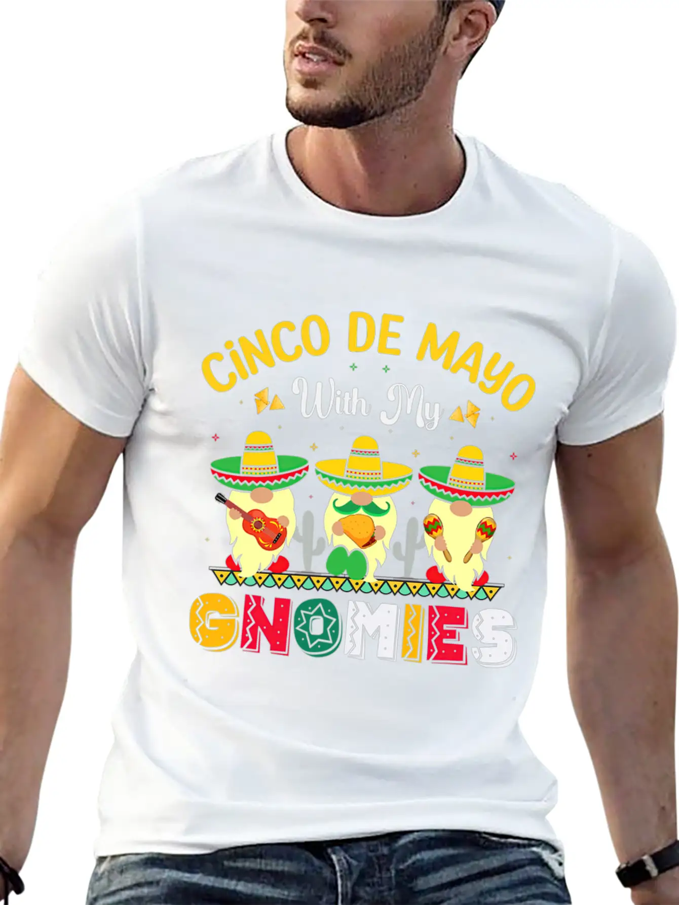 Happy Cinco De Mayo With My Gnomie Mexican Fiesta Unisex Casual T-Shirt – Clean Design For Daily Comfort