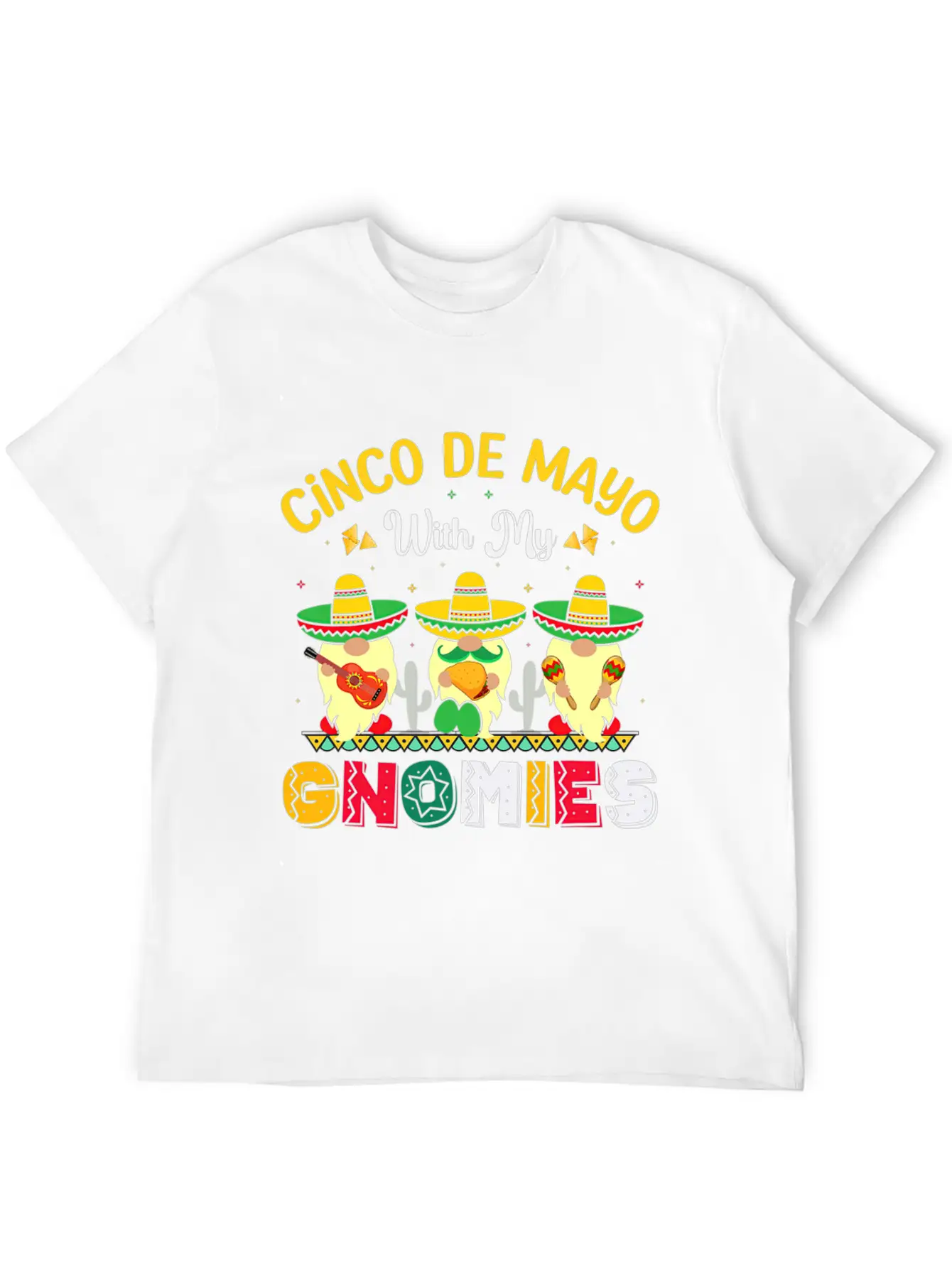 Happy Cinco De Mayo With My Gnomie Mexican Fiesta Unisex Casual T-Shirt – Clean Design For Daily Comfort