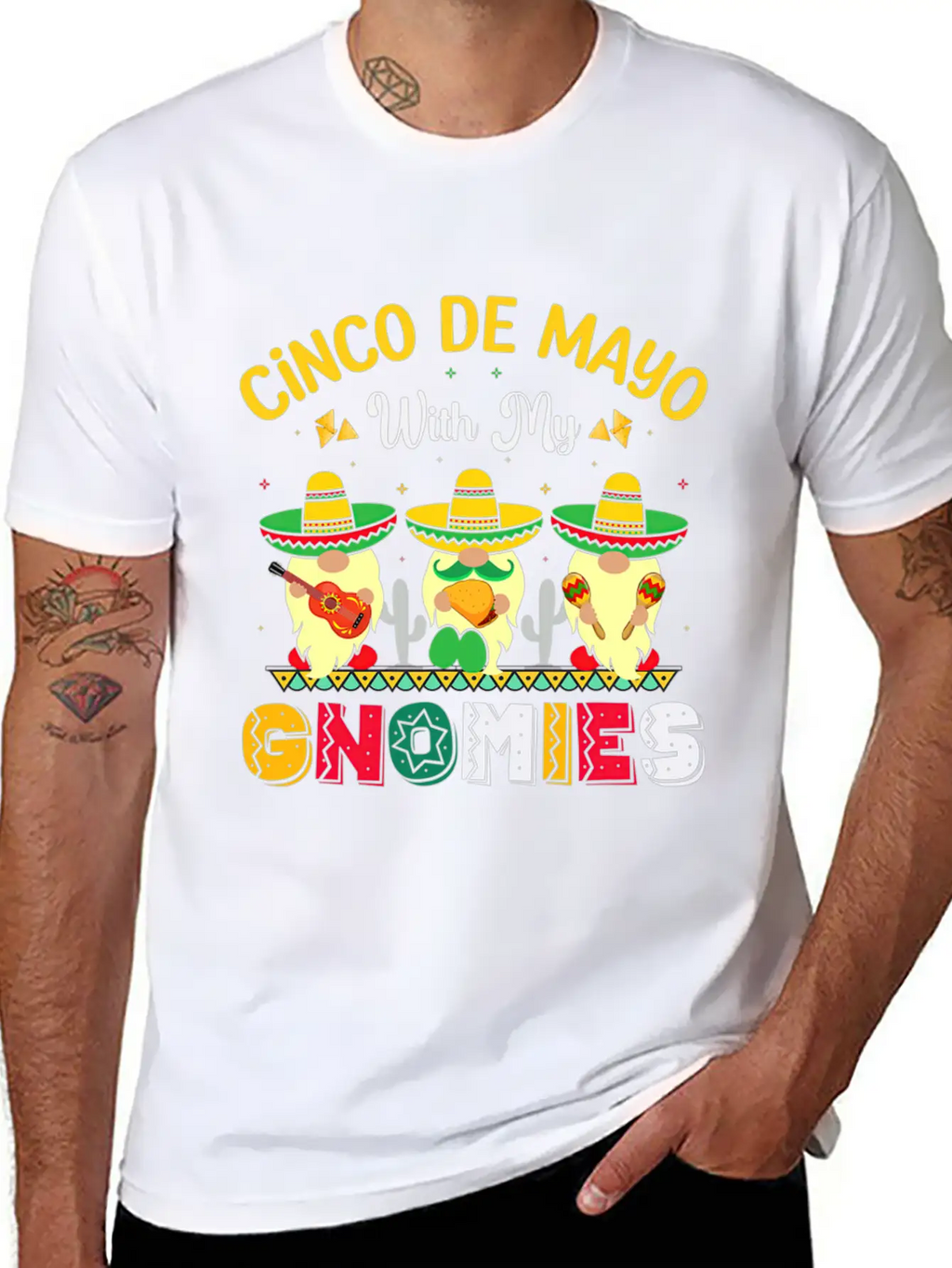 Happy Cinco De Mayo With My Gnomie Mexican Fiesta Unisex Casual T-Shirt – Clean Design For Daily Comfort
