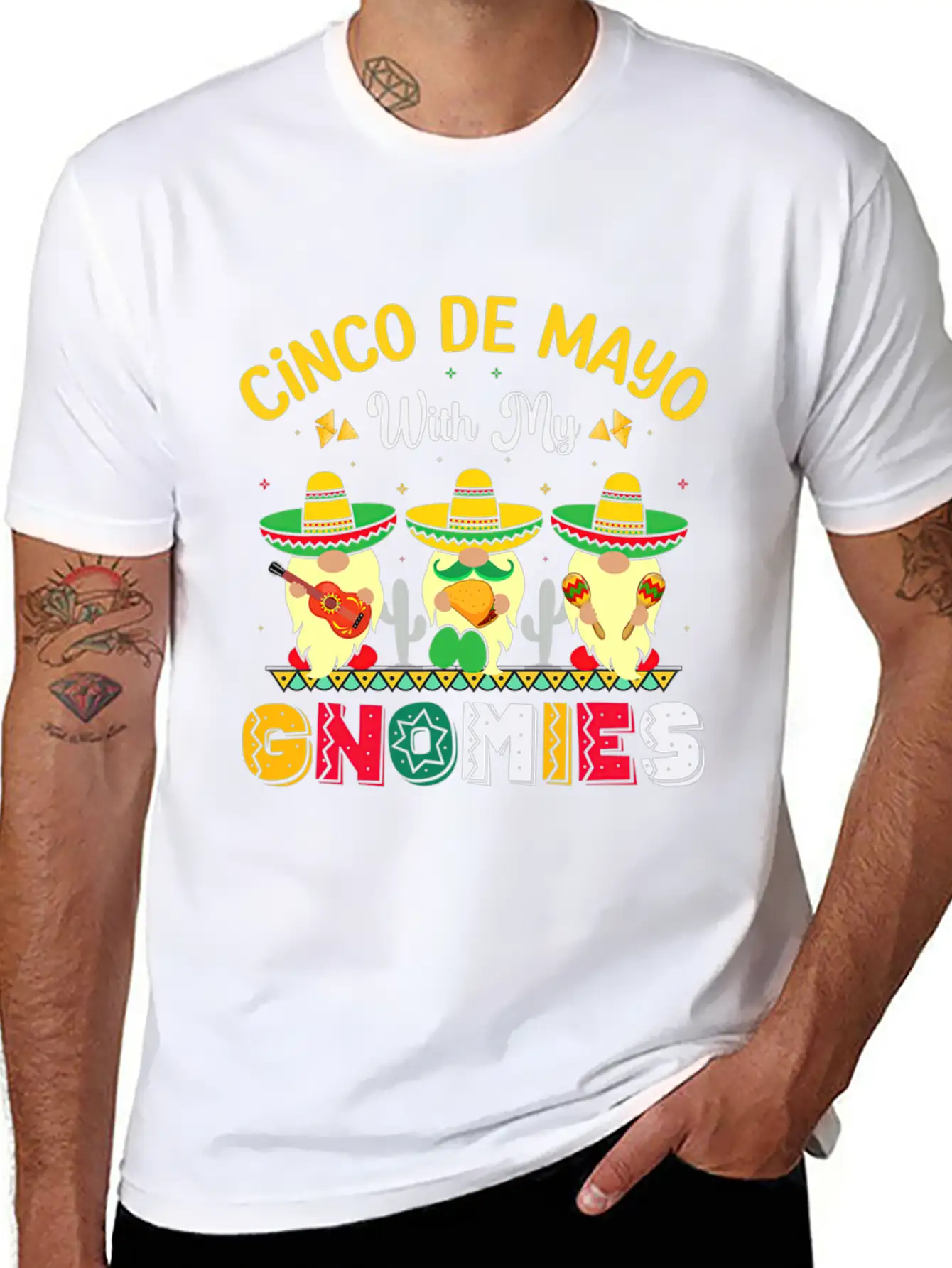 Happy Cinco De Mayo With My Gnomie Mexican Fiesta Unisex Casual T-Shirt – Clean Design For Daily Comfort