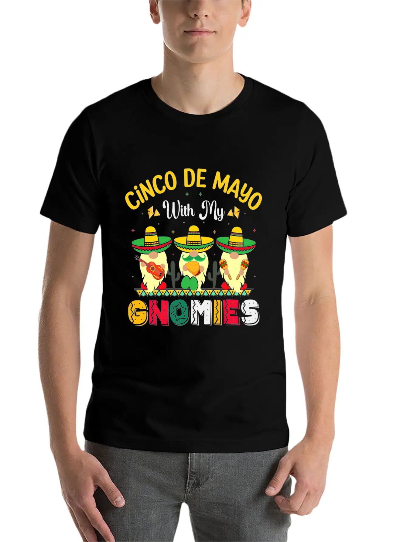 Happy Cinco De Mayo With My Gnomie Mexican Fiesta Unisex Casual T-Shirt – Clean Design For Daily Comfort