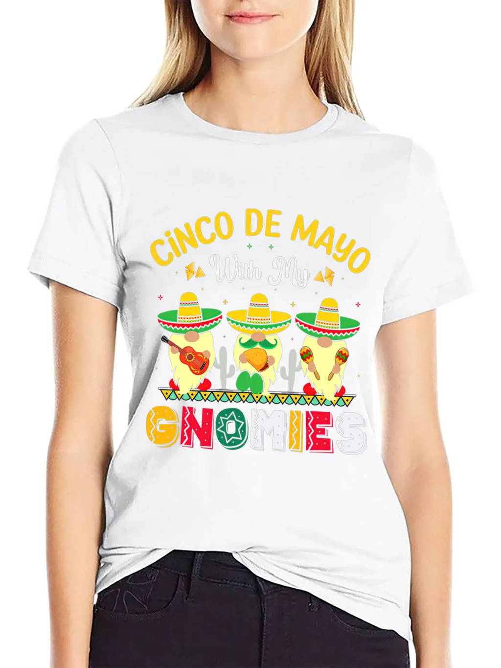 Happy Cinco De Mayo With My Gnomie Mexican Fiesta Unisex Casual T-Shirt – Clean Design For Daily Comfort