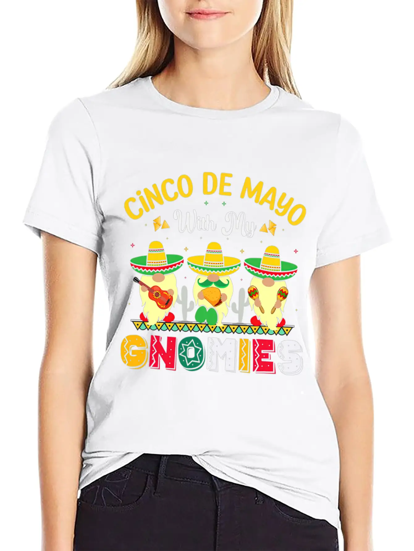 Happy Cinco De Mayo With My Gnomie Mexican Fiesta Unisex Casual T-Shirt – Clean Design For Daily Comfort