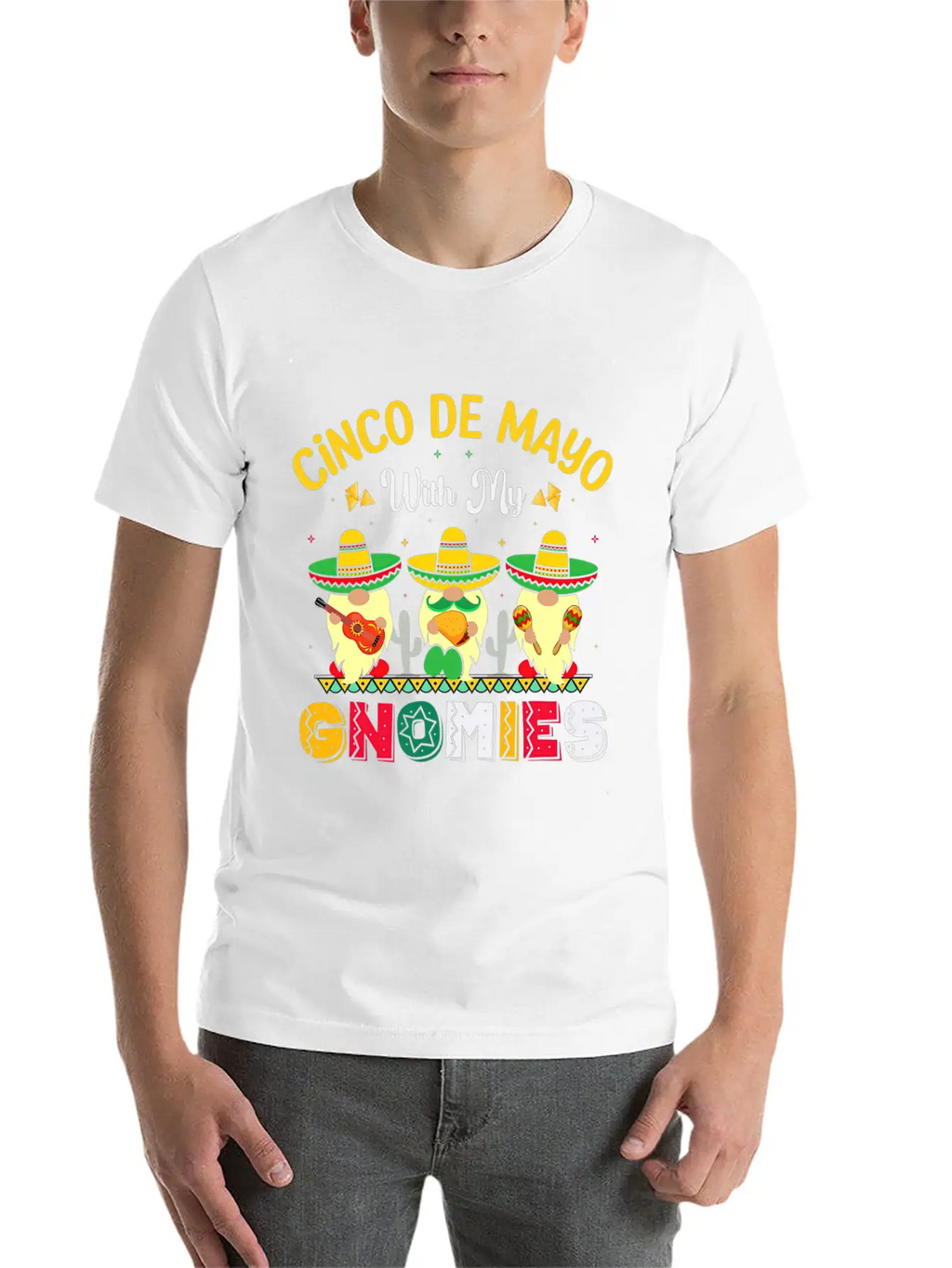 Happy Cinco De Mayo With My Gnomie Mexican Fiesta Unisex Casual T-Shirt – Clean Design For Daily Comfort