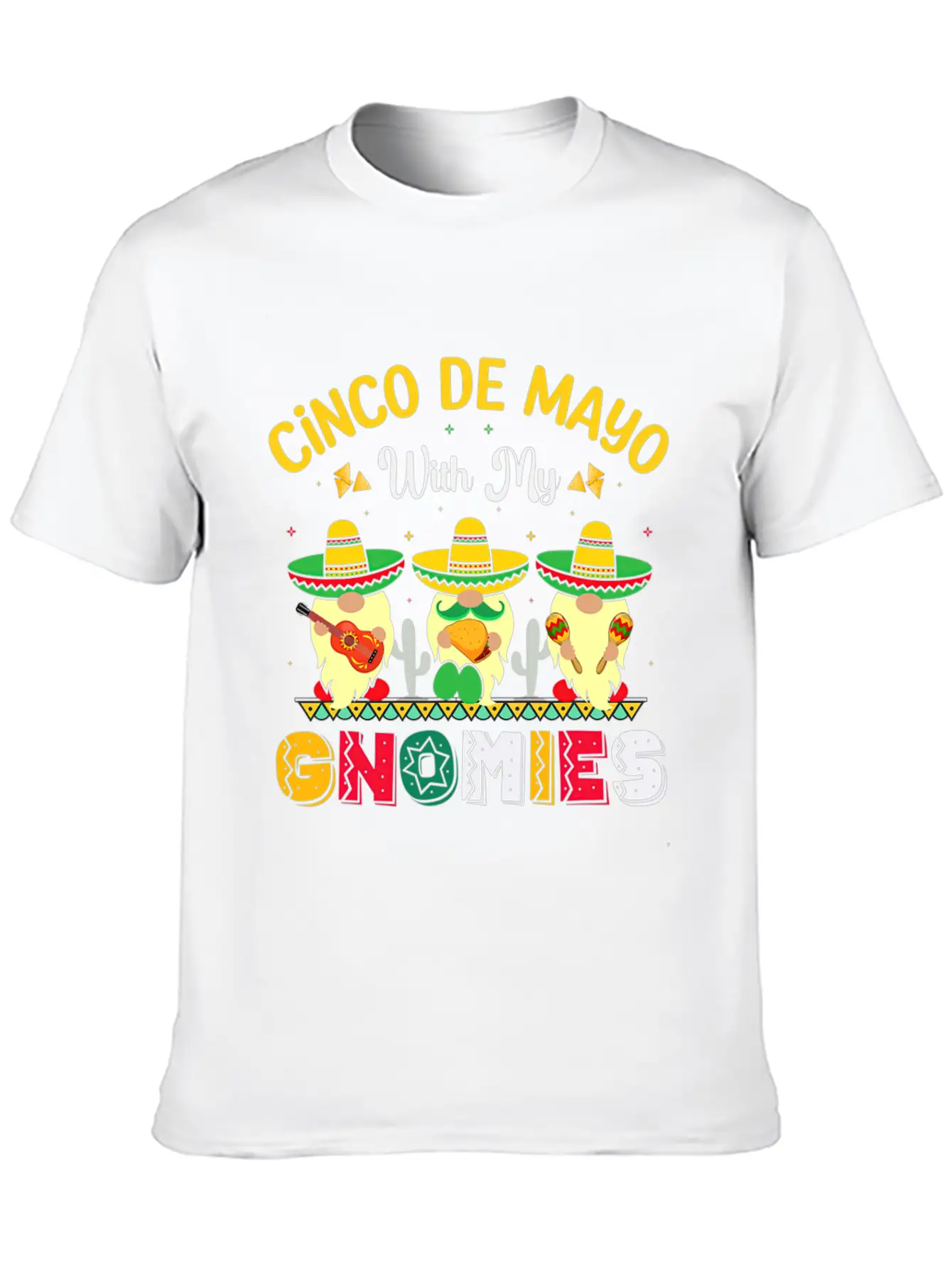 Happy Cinco De Mayo With My Gnomie Mexican Fiesta Unisex Casual T-Shirt – Clean Design For Daily Comfort