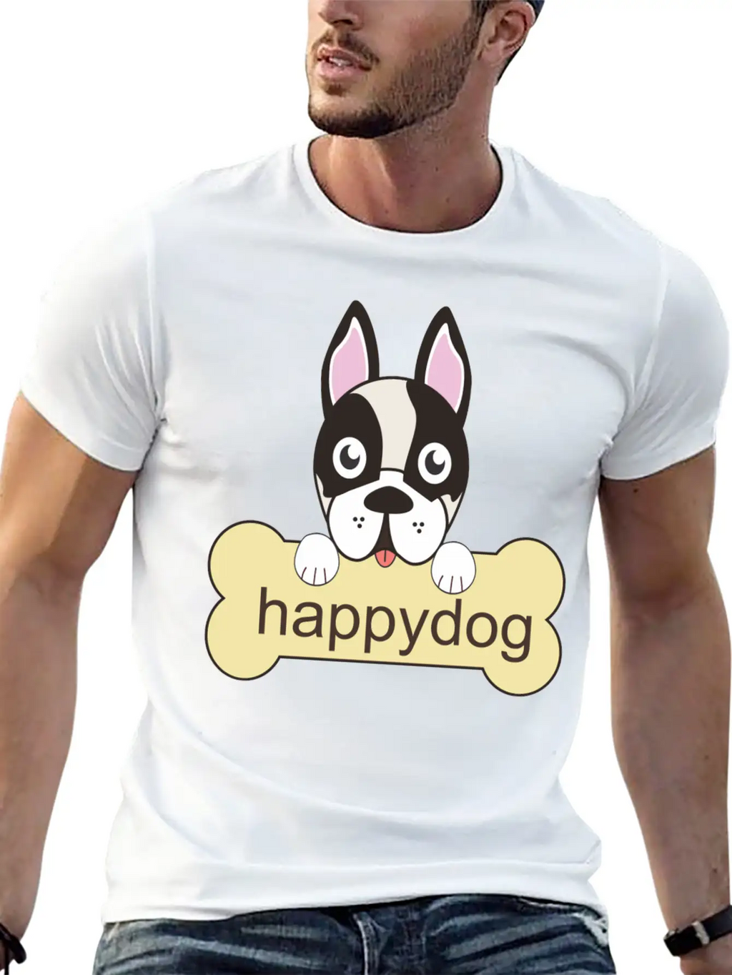 Happy Dog Unisex Casual T-Shirt – Clean Design For Daily Comfort