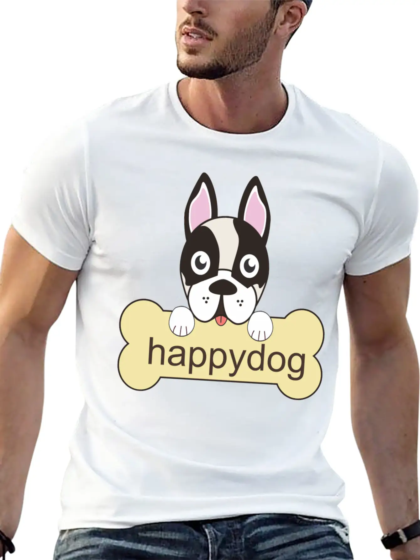 Happy Dog Unisex Casual T-Shirt – Clean Design For Daily Comfort