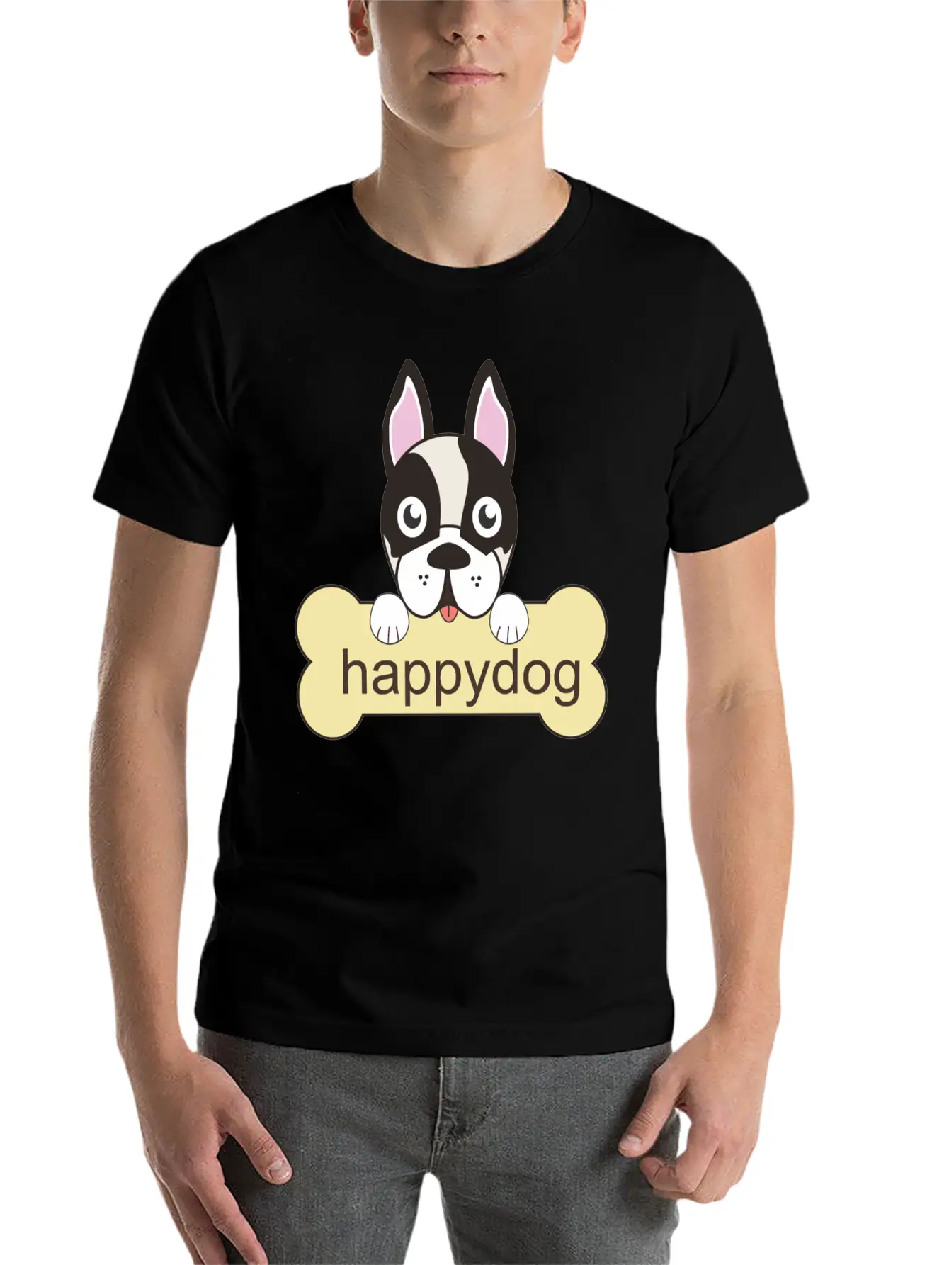 Happy Dog Unisex Casual T-Shirt – Clean Design For Daily Comfort