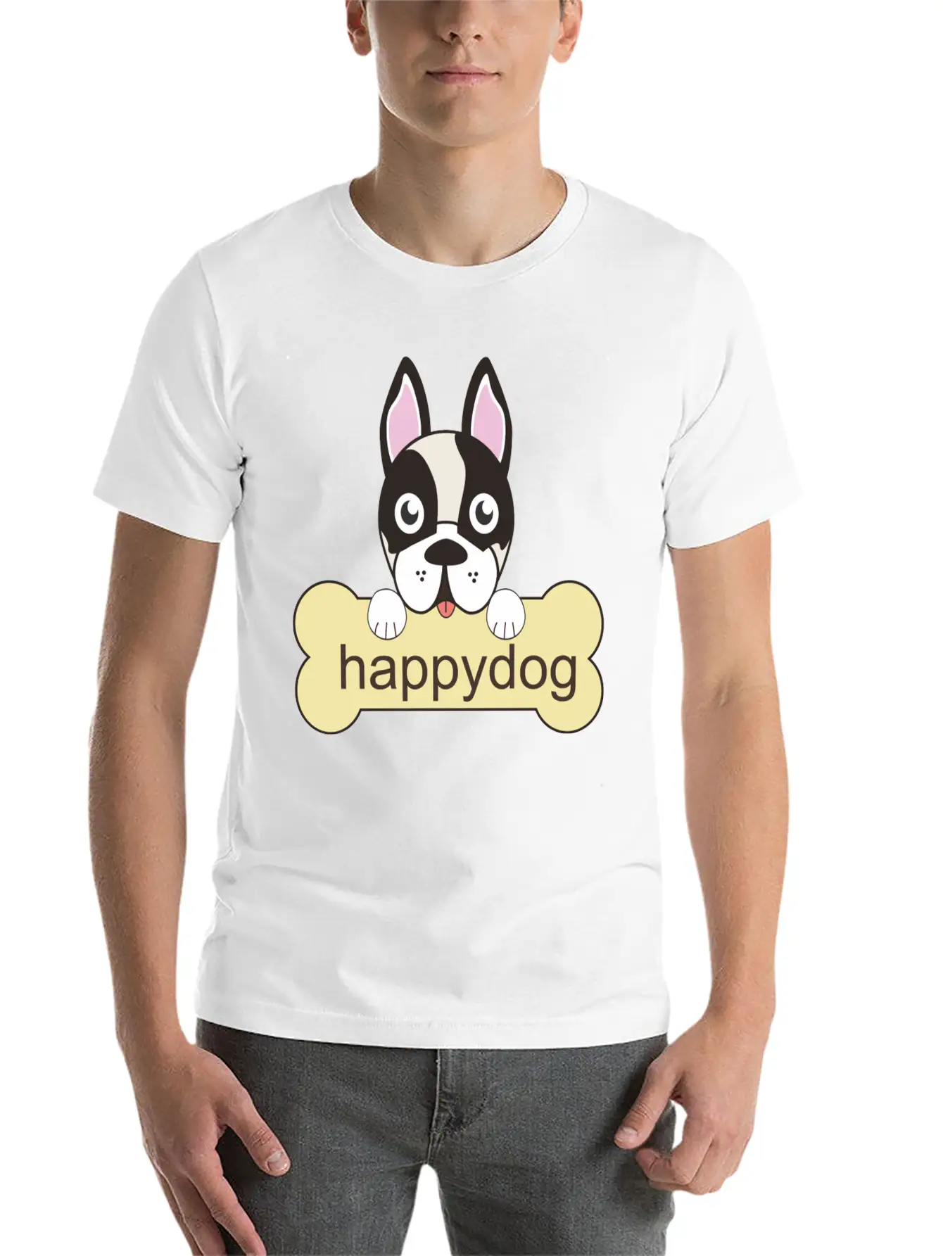 Happy Dog Unisex Casual T-Shirt – Clean Design For Daily Comfort