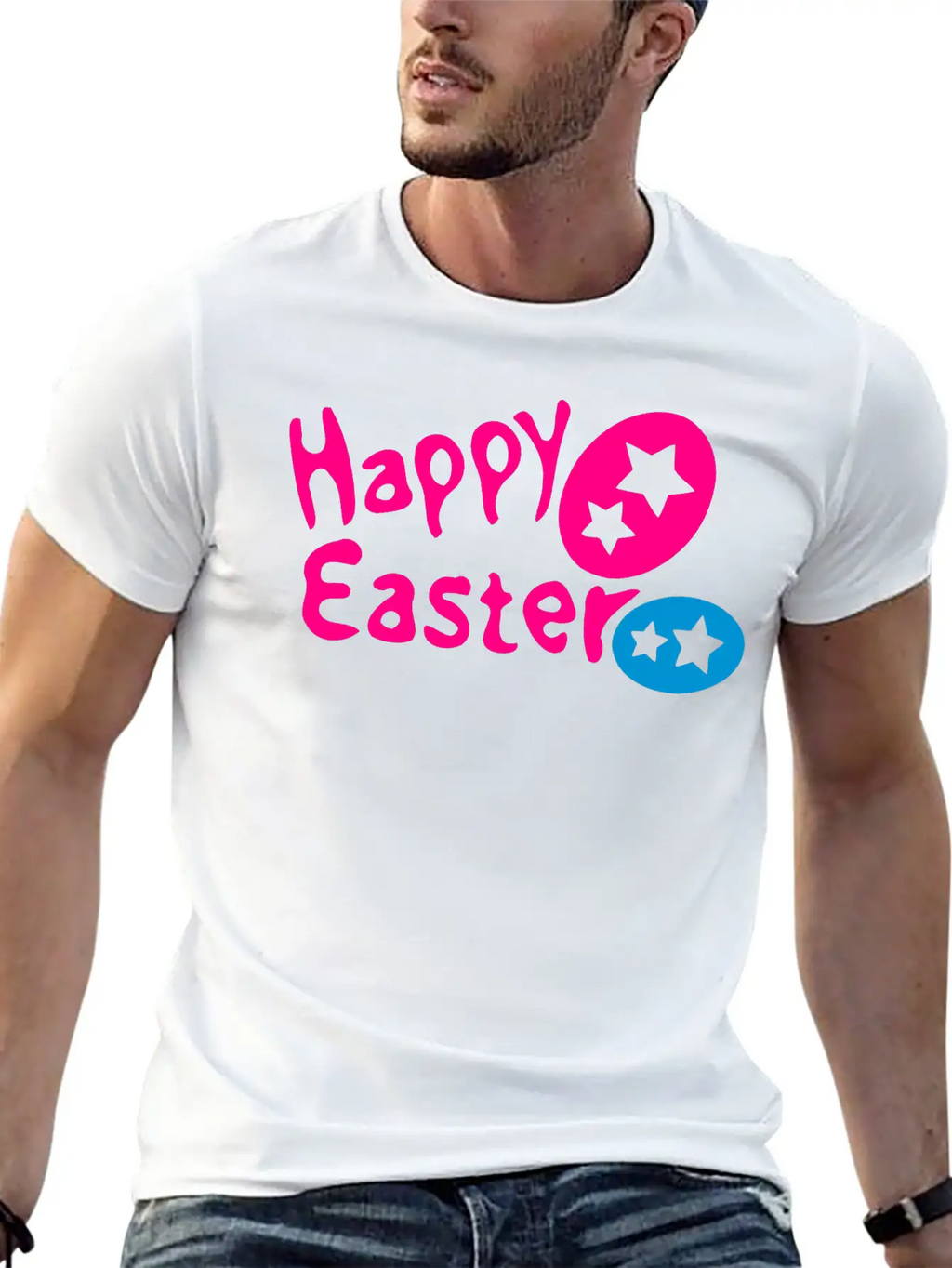Happy Easter Txt & Easter Eggs -2 Breathable Graphic T-Shirt – Perfect For Casual Days