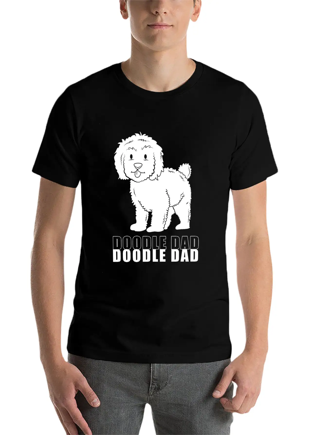 Happy Fathers Day Dog Dad Doodle Dad Casual Graphic T-Shirt – Simple And Comfortable Daily Wear