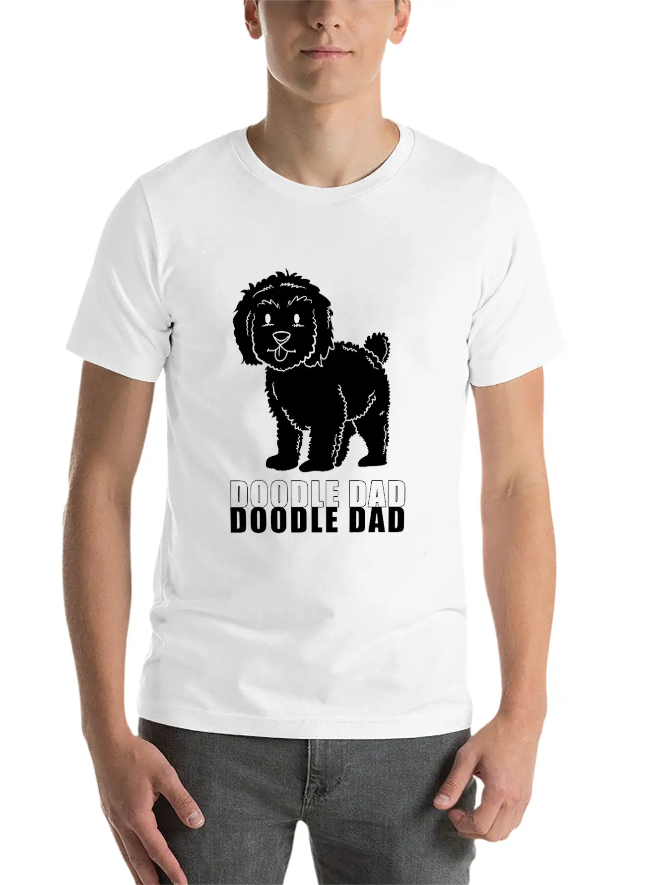 Happy Fathers Day Dog Dad Doodle Dad Casual Graphic T-Shirt – Simple And Comfortable Daily Wear