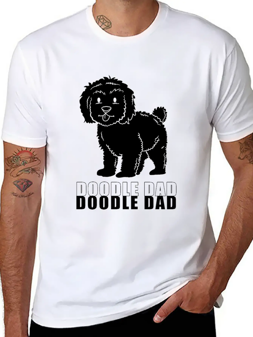 Happy Fathers Day Dog Dad Doodle Dad Casual Graphic T-Shirt – Simple And Comfortable Daily Wear