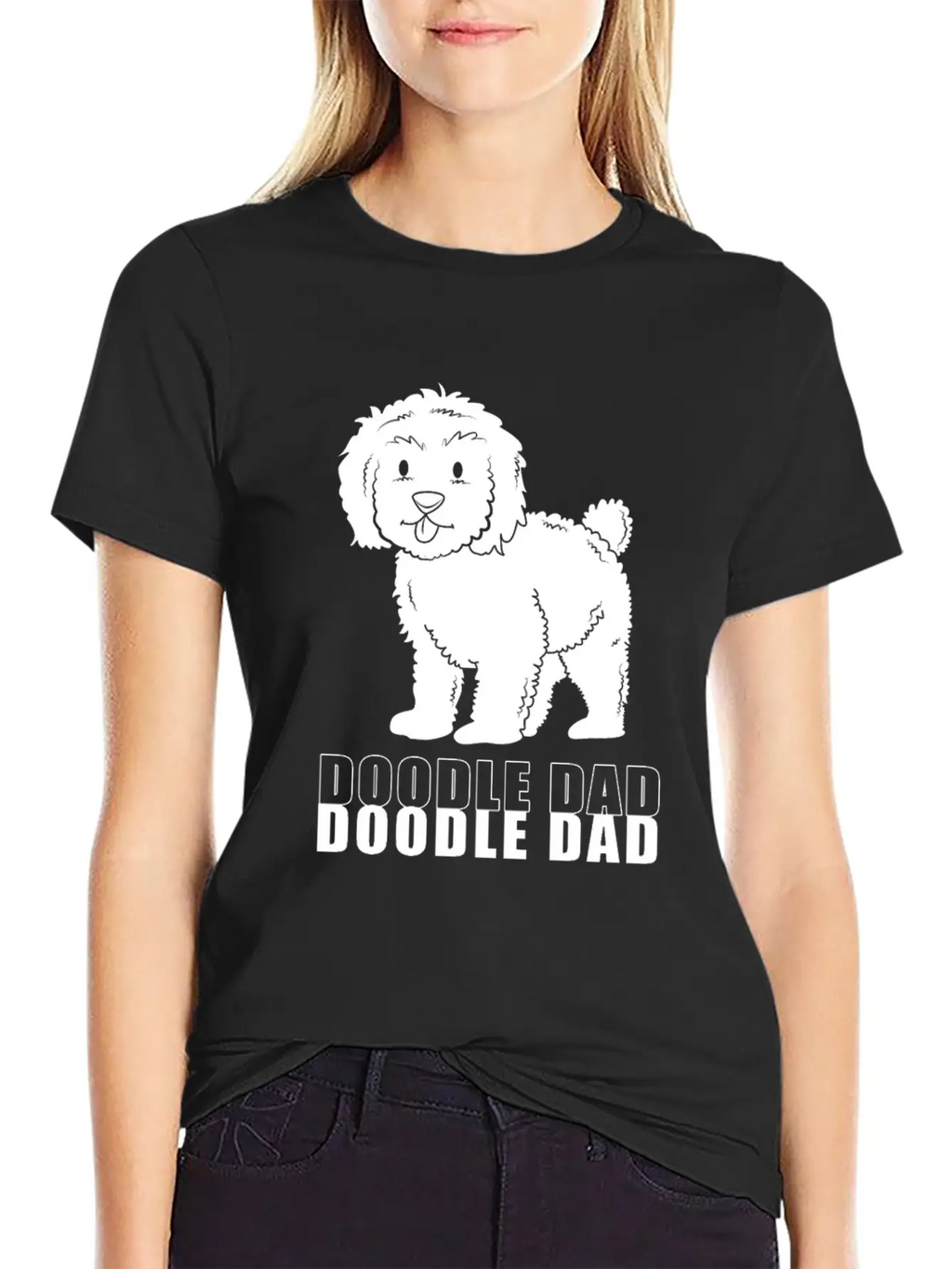 Happy Fathers Day Dog Dad Doodle Dad Casual Graphic T-Shirt – Simple And Comfortable Daily Wear