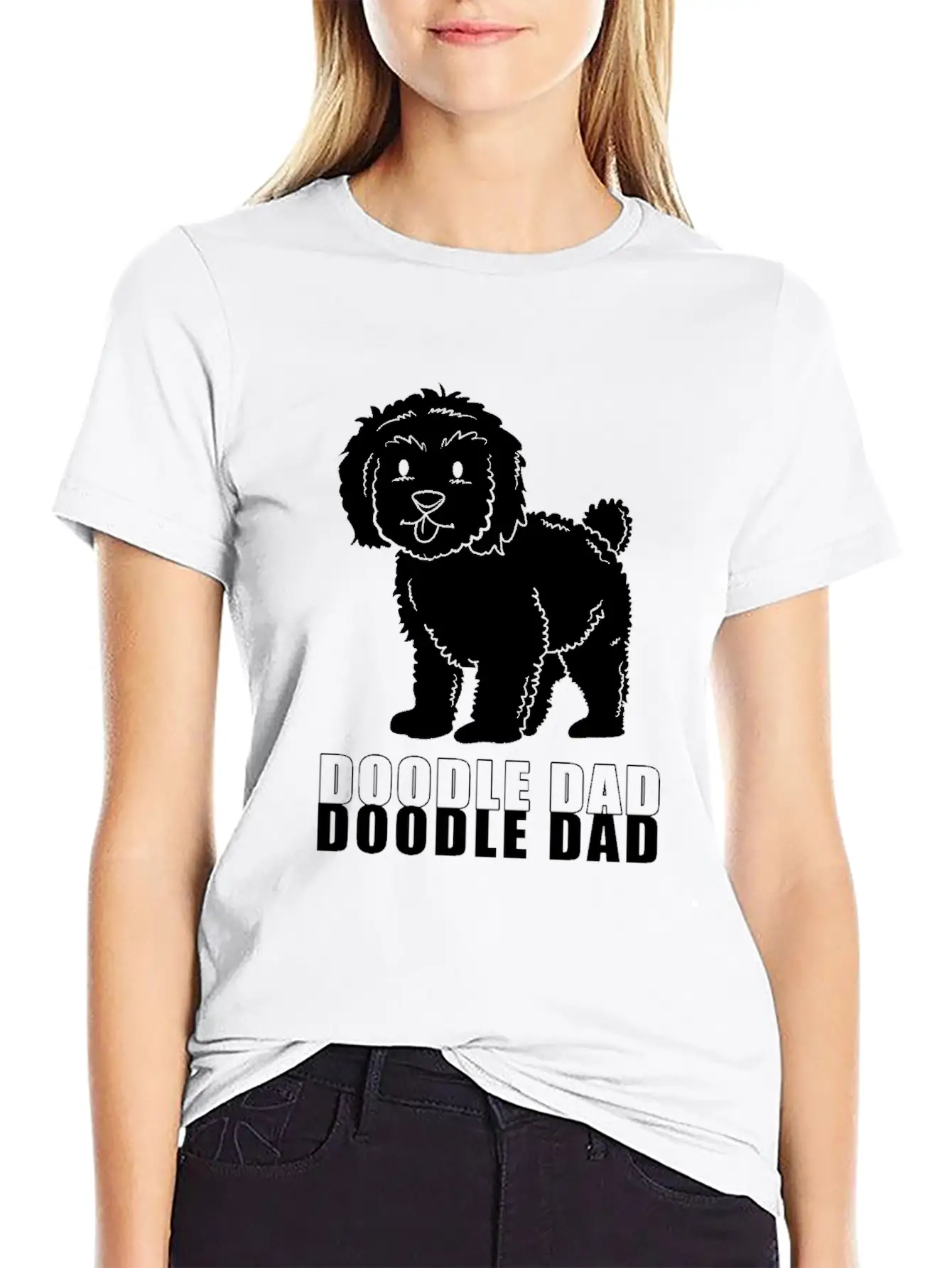 Happy Fathers Day Dog Dad Doodle Dad Casual Graphic T-Shirt – Simple And Comfortable Daily Wear