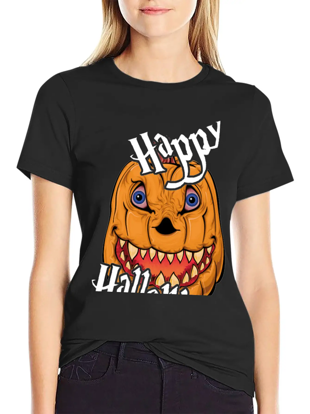 Happy Halloween Nightmare Pumpkin Casual Graphic T-Shirt – Simple And Comfortable Daily Wear