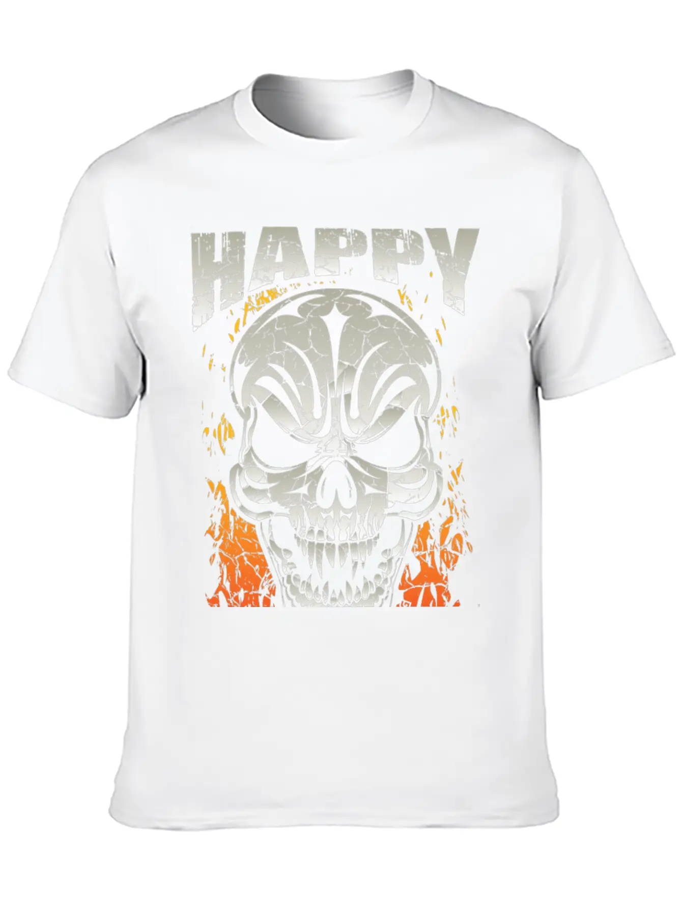 Happy Halloween Skull Unisex Short Sleeve Soft Cotton T-Shirt – Casual Everyday Wear