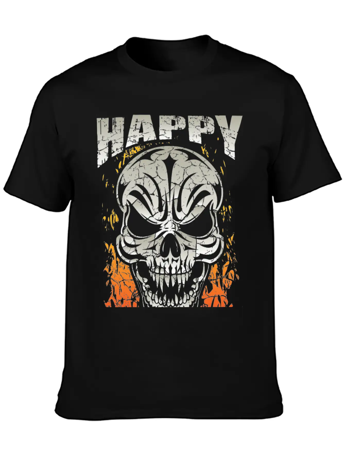 Happy Halloween Skull Unisex Short Sleeve Soft Cotton T-Shirt – Casual Everyday Wear