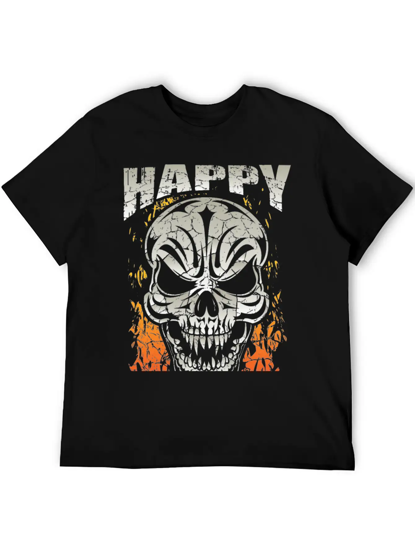 Happy Halloween Skull Unisex Short Sleeve Soft Cotton T-Shirt – Casual Everyday Wear