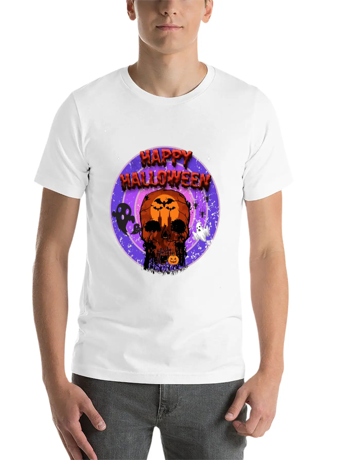 Happy Halloween Unisex Casual T-Shirt – Clean Design For Daily Comfort