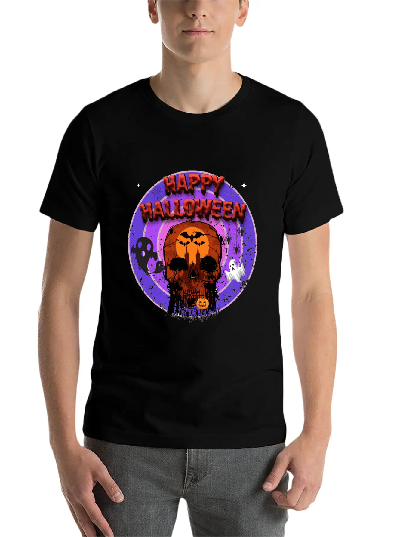 Happy Halloween Unisex Casual T-Shirt – Clean Design For Daily Comfort