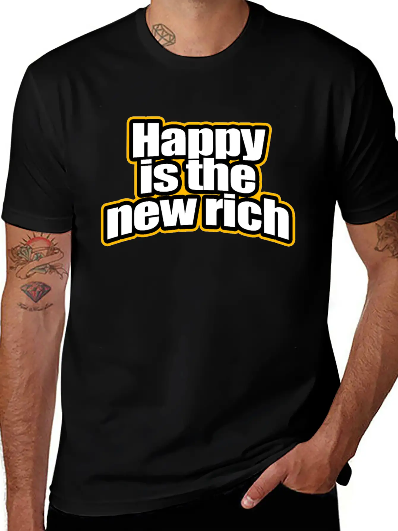 Happy Is The New Rich Happiness Life Wealth & Love Unisex Casual T-Shirt – Clean Design For Daily Comfort