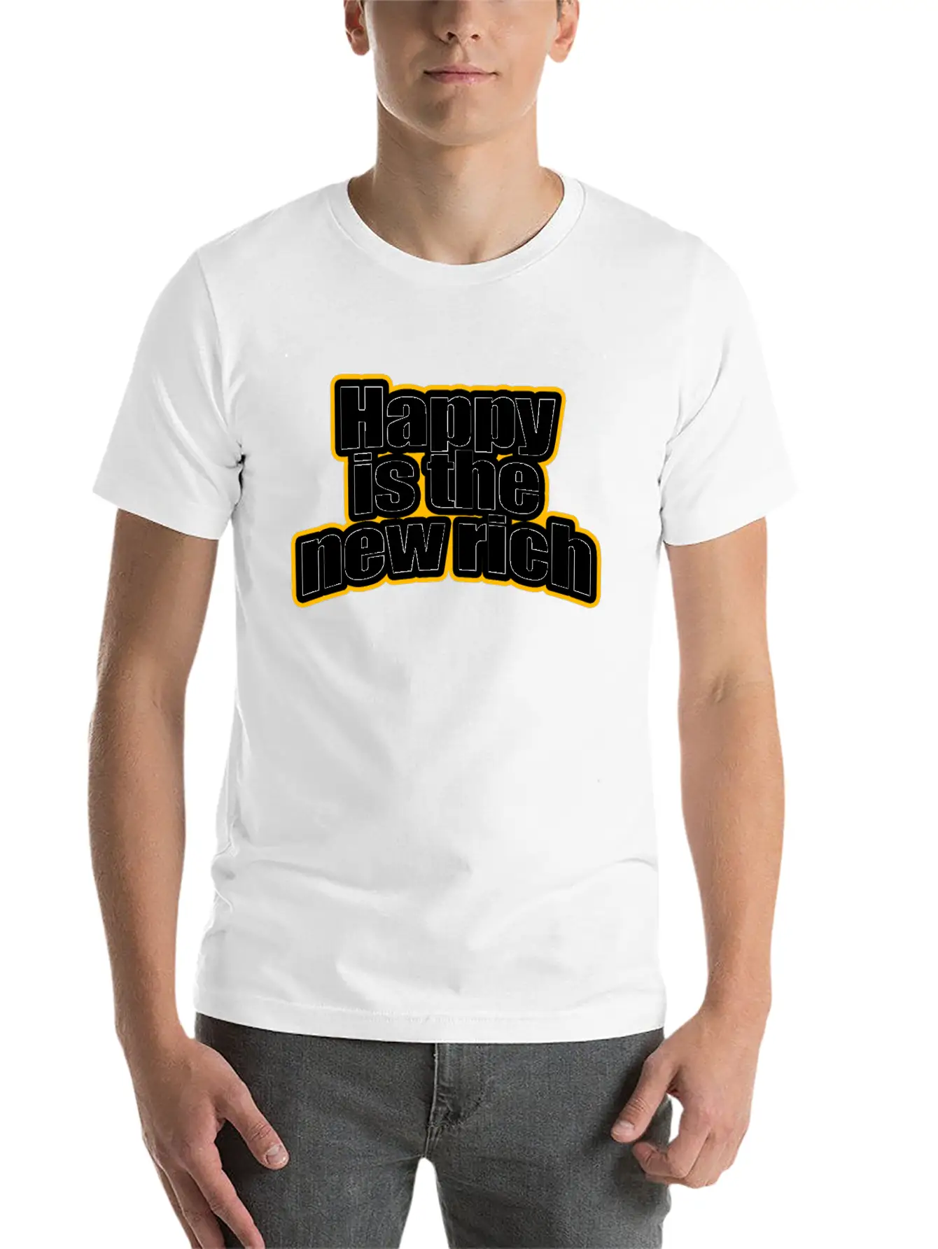 Happy Is The New Rich Happiness Life Wealth & Love Unisex Casual T-Shirt – Clean Design For Daily Comfort