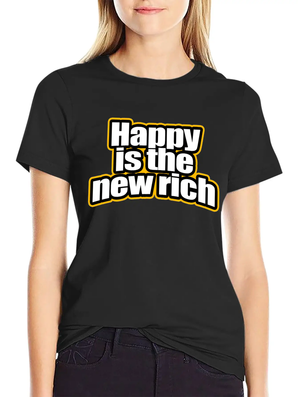 Happy Is The New Rich Happiness Life Wealth & Love Unisex Casual T-Shirt – Clean Design For Daily Comfort