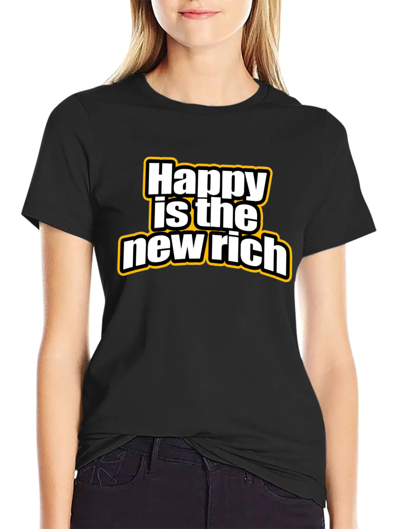 Happy Is The New Rich Happiness Life Wealth & Love Unisex Casual T-Shirt – Clean Design For Daily Comfort